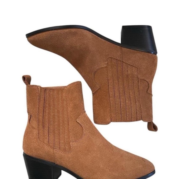 Skechers Shoes - Skechers Tameless - Moving West Tan Suede Ankle Cowgirl Boots Women's 7.5